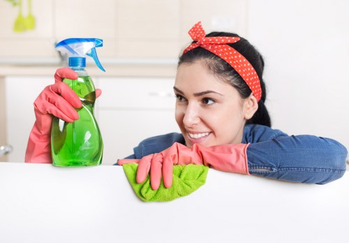 Professional cleaner handling a detailed room refresh in Fulham
